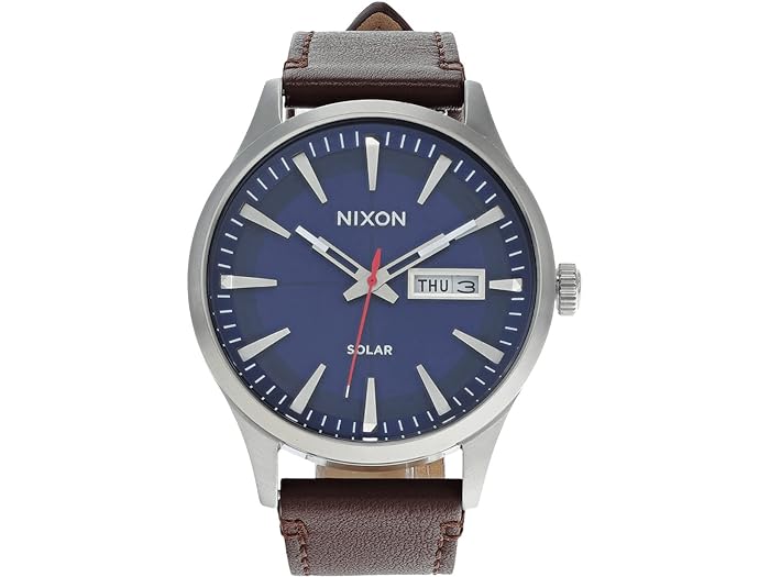 ニクソン 腕時計（メンズ） (取寄) ニクソン メンズ セントリー ソーラー レザー Nixon men Nixon Sentry Solar Leather Navy Sunray/Silver