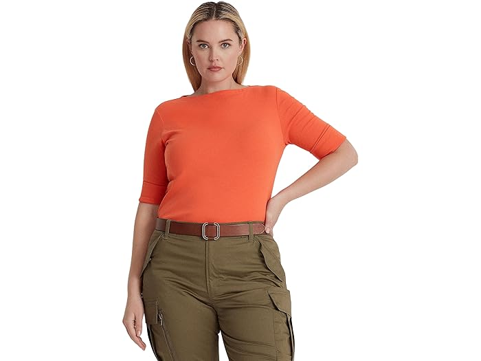 () [ t[ fB[X vX TCY WI-XgCvh Rbg {C Vc LAUREN Ralph Lauren women LAUREN Ralph Lauren Plus Size Geo-Striped Cotton Voile Shirt Fuchsia/Orange/Multi