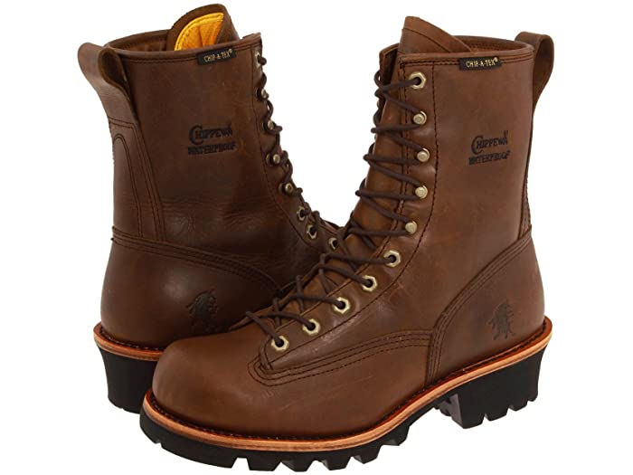 (取寄) チペワ メンズ 8 ベイ アパシュ ウォータープルーフ レース・トゥー・トゥ ロガー Chippewa men 8 Bay Apache Waterproof Lace-to-Toe Logger Brown