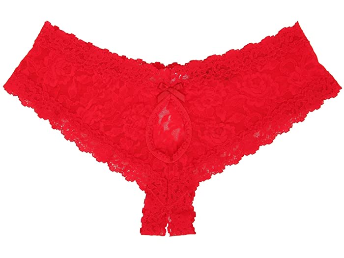 (取寄) ハンキー パンキー レディース シグニチャー レース クロッチレス チーキー ヒップスター Hanky Panky women Signature Lace Crotchless Cheeky Hipster Red
