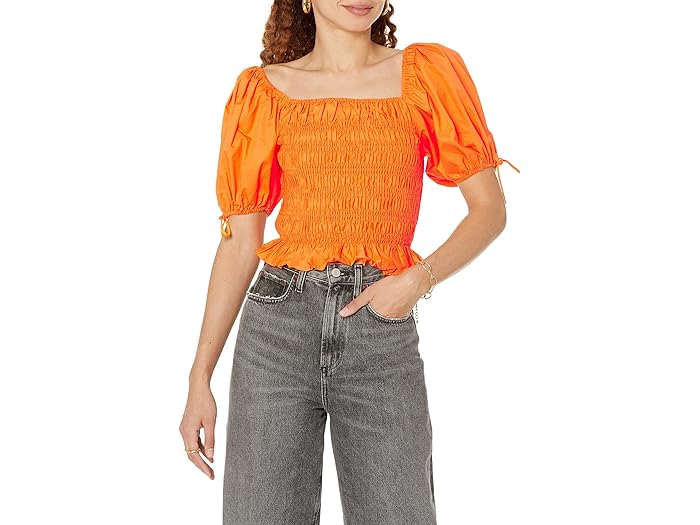 () CAhhbg fB[X Ao[ XbN gbv line and dot women line and dot Amber Smocked Top Orange