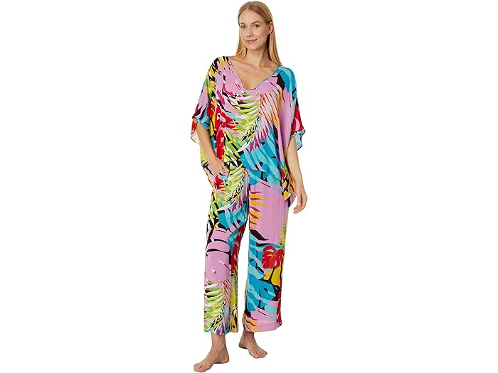 (取寄) N バイ ナトリ レディース ボラ ボラ クリンクル カフタン Pj セット N by Natori women N by Natori Bora Bora Crinkle Caftan PJ Set Pink Multi