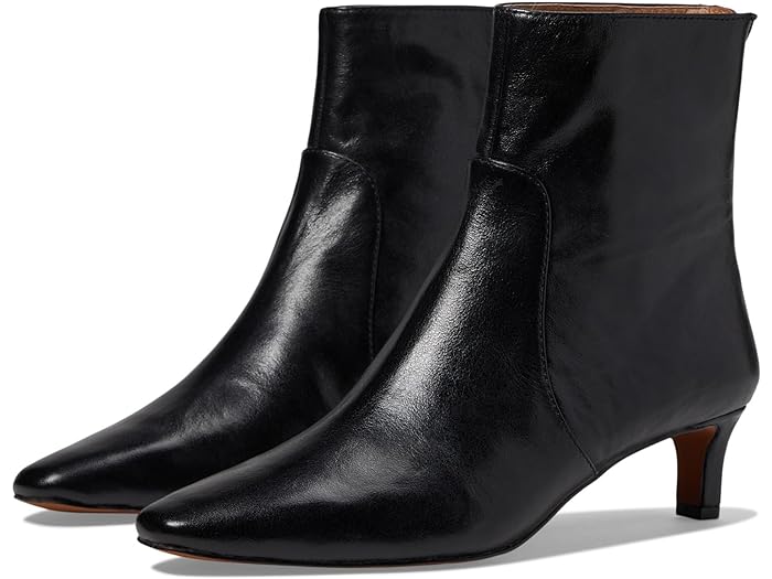 (取寄) メイドウェル レディース ザ ダイムズ キトゥン-ヒール ブーツ イン クリンクル レザー Madewell women Madewell The Dimes Kitten-Heel Boot in Crinkle Leather True Black