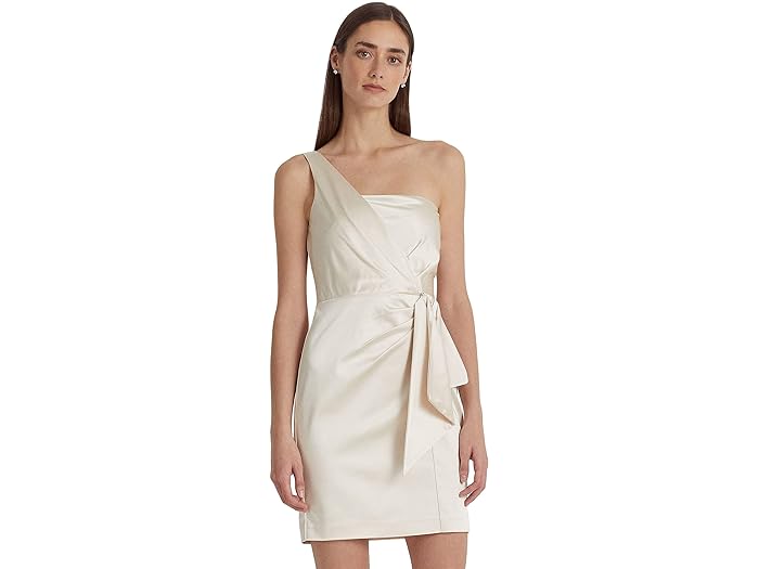 ラルフローレン　ドレス (取寄) ローレン ラルフローレン レディース サテン ワンショルダー カクテル ドレス LAUREN Ralph Lauren women LAUREN Ralph Lauren Satin One-Shoulder Cocktail Dress Mascarpone Cream