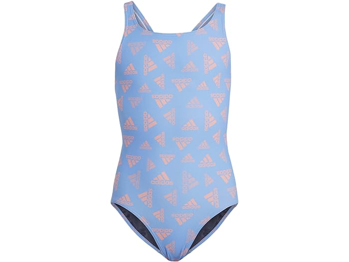 () AfB_X LbY LbY S XCX[c (gh[/g LbY/rbO LbY) adidas Kids kids adidas Kids Logo Swimsuit (Toddler/Little Kids/Big Kids) Blue Fusion/Coral Fusion/Blue Fusion