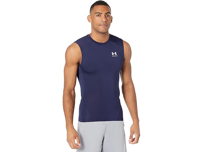 (取寄) アンダーアーマー メンズ ヒートギア アーマー コンプレッション スリーブレス Under Armour men Heatgear Armour Compression Sleeveless Midnight Navy/White