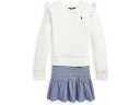 (取寄) ラルフローレン キッズ ガールズ シャンブレー アンド フリース スウェットシャツ ドレス (ビッグ キッズ) Polo Ralph Lauren Kids girls Polo Ralph Lauren Kids Chambray Fleece Sweatshirt Dress (Big Kids) Deckwash White/Chambray