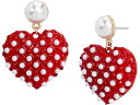 (取寄) ベッツィジョンソン レディース パール ハート ドロップ イヤリングス, Betsey Johnson women Betsey Johnson Pearl Heart Drop Earrings, Red/Gold