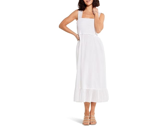 () jbN][ fB[X Rbg  XbN hX NIC+ZOE women NIC+ZOE Cotton Lawn Smocked Dress Paper White