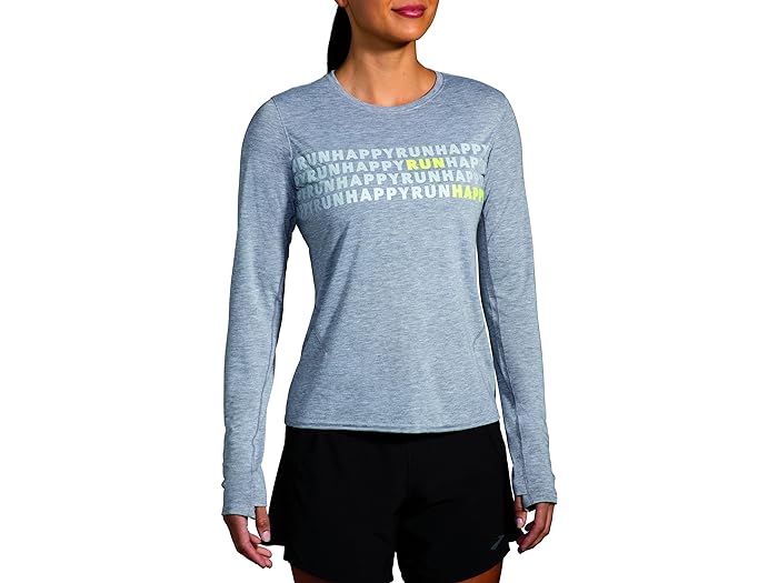 () ubNX fB[X fBX^X O X[u 3.0 Brooks women Brooks Distance Long Sleeve 3.0 Heather Ash/Run Happy Stripe