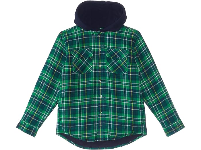 () 륨ӡ å ե꡼ 饤 եͥ  աǥå ץ쥤 (ӥå å) L.L.Bean kids L.L.Bean Fleece Lined Flannel Shirt Hooded Plaid (Big Kids) Treeline