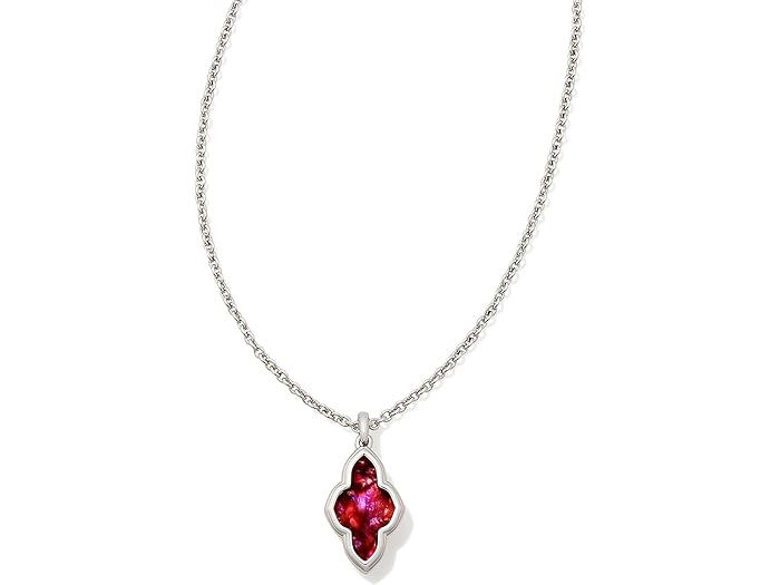 () PhXRbg fB[X t[h Ar[ V[g y_g lbNX Kendra Scott women Kendra Scott Framed Abbie Short Pendant Necklace Silver Light Burgundy Illusion