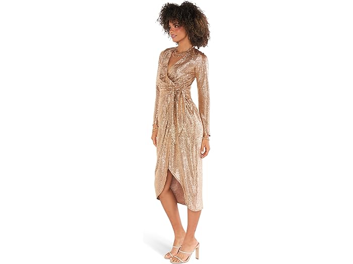 () VE ~[ A [[ fB[X L bv hX Show Me Your Mumu women Show Me Your Mumu Kimora Wrap Dress Tan Confetti