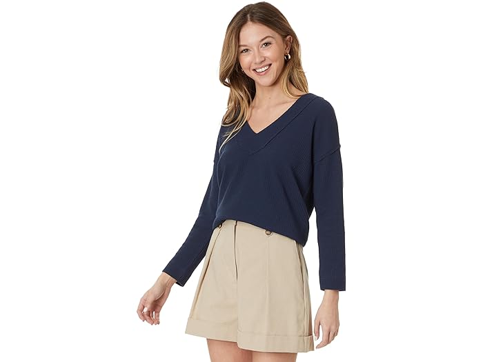 ()  P fB[X C[W[ hbvh V_[ V-lbN Lilla P women Lilla P Easy Dropped Shoulder V-Neck Navy