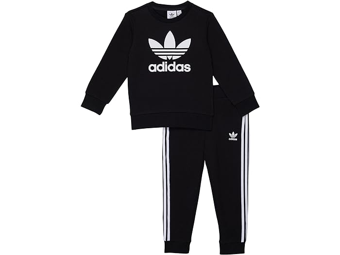 (取寄) アディダス オリジナルス キッズ キッズ クルー スウェットシャツ セット (インファント/トドラー) adidas Originals Kids kids adidas Originals Kids Crew Sweatshirt Set (Infant/Toddler) Top:Black/White/Bottom:Black/White