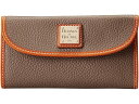 () hD[j[ & o[N fB[X yu U[ j[ SLGS R`l^ Nb` Dooney & Bourke women Dooney & Bourke Pebble Leather New SLGS Continental Clutch Elephant w/ Tan Trim