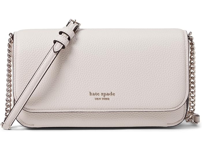 () ȥڡ ǥ  ڥ֥ 쥶 եå  å Kate Spade New York women Kate Spade New York Ava Pebbled Leather Flap Chain Wallet Parchment