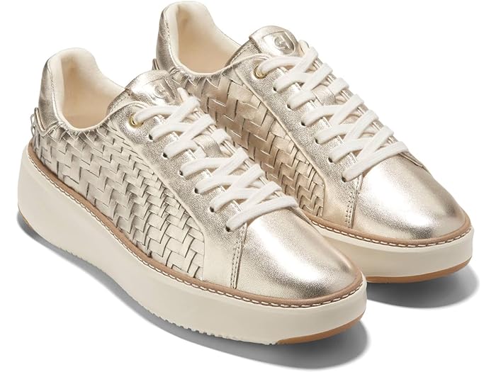 (取寄) コールハーン レディース グランドプロ トップスピン スニーカー Cole Haan women Grandpro Topspin Sneaker Soft Gold Genevieve Weave Leather/Ivory