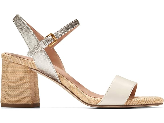 (取寄) コールハーン レディース ジョシー ブロック ヒール サンダル (65 mm) Cole Haan women Cole Haan Josie Block Heel Sandal (65 mm) Ivory/Soft Gold Leather/Natural Woven