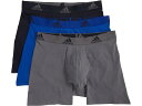 (取寄) アディダス メンズ ストレッチ コットン ボクサー ブリーフ 3-パック adidas men adidas Stretch Cotton Boxer Brief 3-Pack Team Royal Blue/Onix Grey/Legend Ink Blue