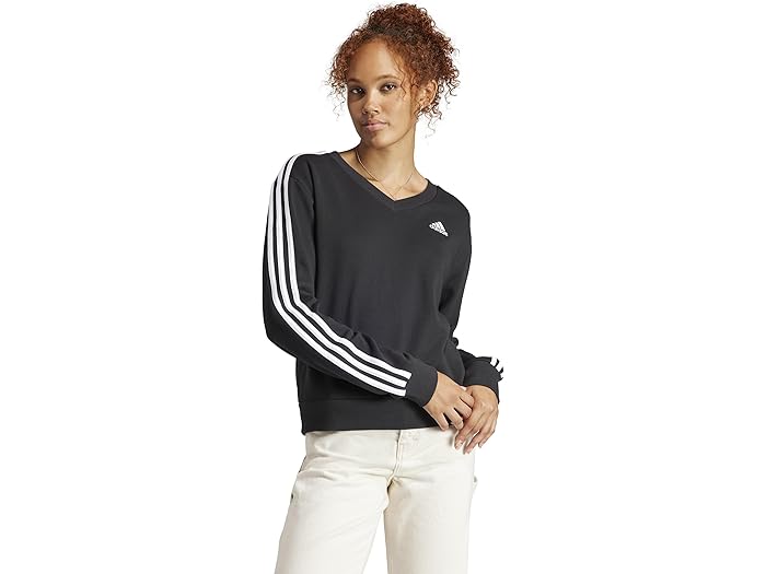 () AfB_X fB[X GbZV 3XgCv V-lbN XEFbgVc adidas women adidas Essentials 3-Stripes V-Neck Sweatshirt Black