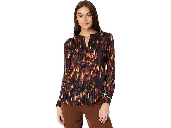 () _iLj[[N fB[X O X[u I[v V-lbN uEU DKNY women DKNY Long Sleeve Open V-Neck Blouse Cabernet Multi