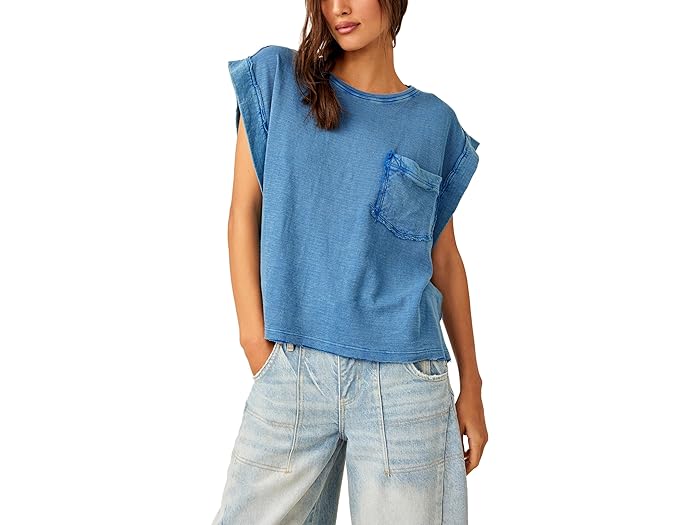 () t[s[v fB[X A[ ^C TVc Free People women Free People Our Time Tee Cobalt Blue