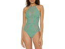 () fB[X J[ vC N[VF nC lbN s[X BECCA women BECCA Color Play Crochet High Neck One-Piece Mineral