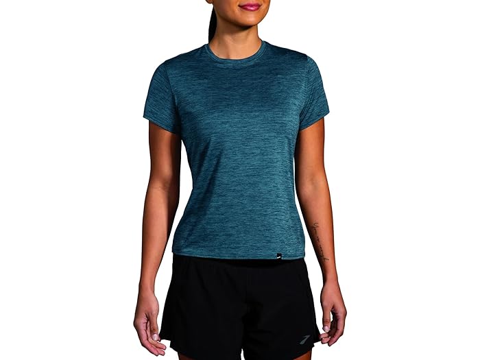 () ubNX fB[X O[ V[g X[u Brooks women Brooks Luxe Short Sleeve Heather Ocean Drive