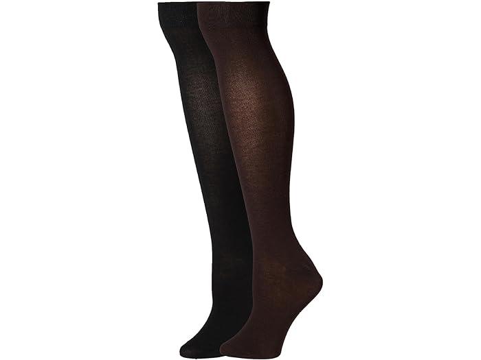 () q[ fB[X [_ j[ \bNX 2-pbN HUE women HUE Modal Knee Socks 2-Pack Espresso Pack