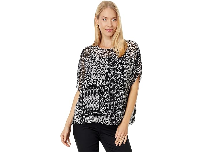 (取寄) ヴィンスカムート レディース エクステンデット ショルダー クルー ネック ブラウザ Vince Camuto women Vince Camuto Extended Shoulder Crew Neck Blouse Rich Black