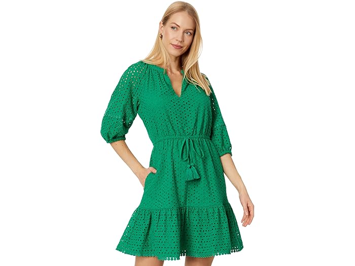 () BXJ[g fB[X ACbg o[ X[u hX Vince Camuto women Vince Camuto Eyelet Balloon Sleeve Dress Green