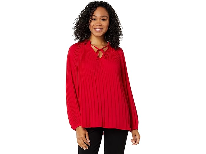 (取寄) ヴィンスカムート レディース プリーツ ラグラン モック ネック ブラウザ Vince Camuto women Vince Camuto Pleated Raglan Mock Neck Blouse Luxe Red