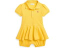 () t[ LbY K[Y Xgb` bV yv | V[g[ (Ct@g) Polo Ralph Lauren Kids girls Polo Ralph Lauren Kids Stretch Mesh Peplum Polo Shortall (Infant) Chrome Yellow w/Bright Pink
