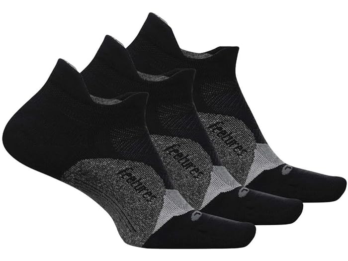 (取寄) フィーチャーズ エリート ライト クッション ノー ショー タブ 3-ペア パック Feetures Elite Light Cushion No Show Tab 3-Pair Pack Black