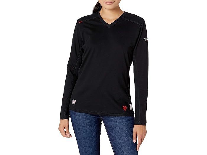 () AAbg fB[X Fr AC N[ gbv Ariat women Ariat FR AC Crew Top Black