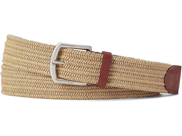 () t[ Y 34mm uCfbh t@ubN Xgb` xg Polo Ralph Lauren men Polo Ralph Lauren 34mm Braided Fabric Stretch Belt Timber Brown