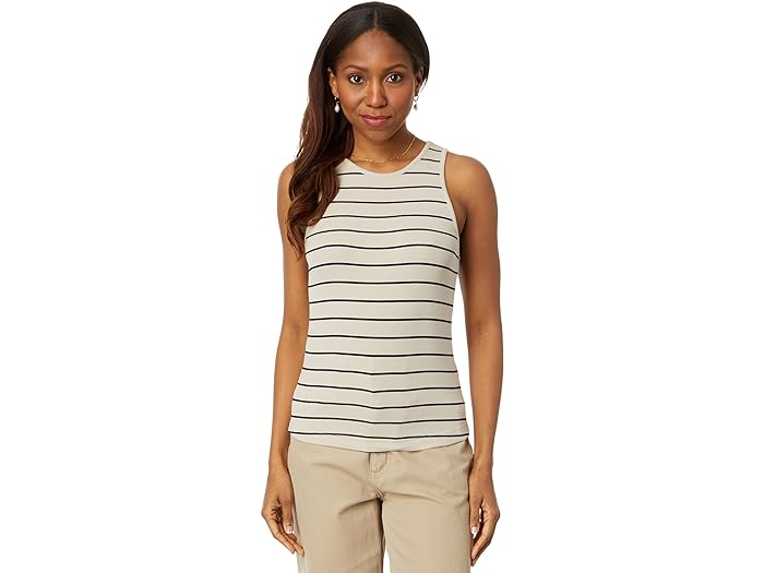 () jbN][ fB[X Ch XgCv u jbg nC lbN ^N NIC+ZOE women NIC+ZOE Wide Stripe Rib Knit High Neck Tank Neutral Multi