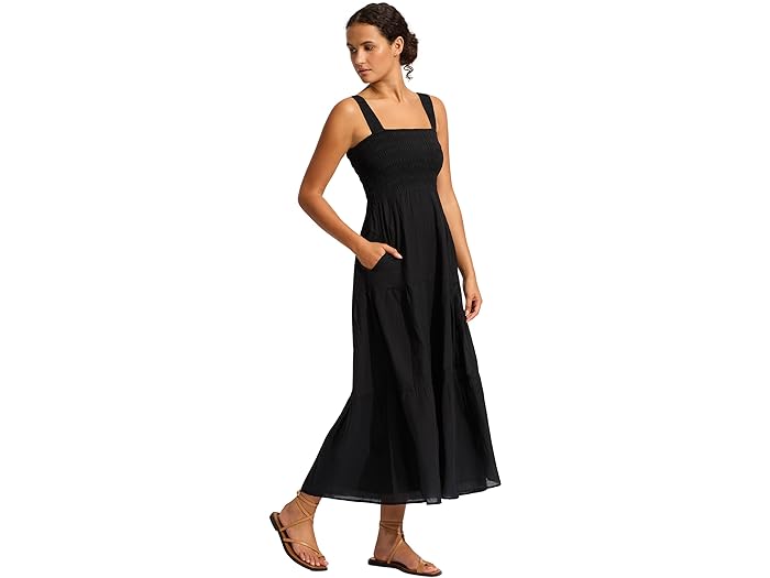 () V[tH[ fB[X r[` GfBbg tFCXt ~fB hX Seafolly women Seafolly Beach Edit Faithful Midi Dress Black