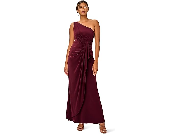 () AhAi p؃ fB[X  V_[ W[W hX Adrianna Papell women Adrianna Papell One Shoulder Jersey Dress Red Wine