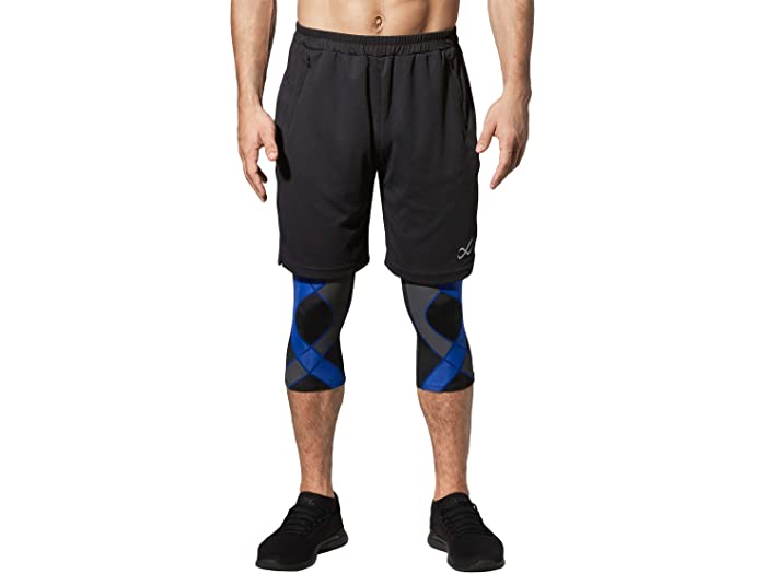 (取寄) CW-X メンズ スタビリックス ジョイント サポート 3/4 コンプレッション タイツ CW-X men Stabilyx Joint Support 3/4 Compression Tights Black/Grey/Blue