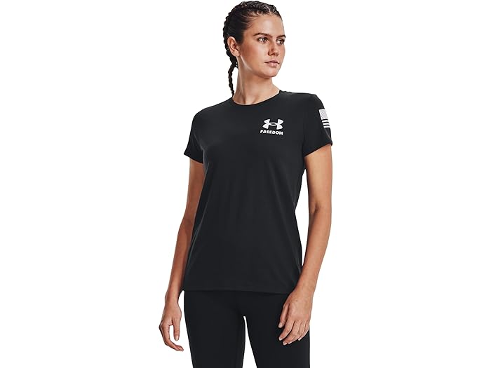 () A_[A[}[ fB[X j[ t[_ oi[ T-Vc Under Armour women Under Armour New Freedom Banner T-Shirt Black/White