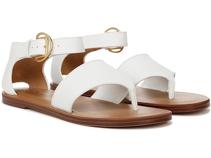 (取寄) フランコ サルト レディース ルース アンクル ストラップ トング フラッツ サンダル Franco Sarto women Franco Sarto Ruth Ankle Strap Thong Flat Sandals White Smooth