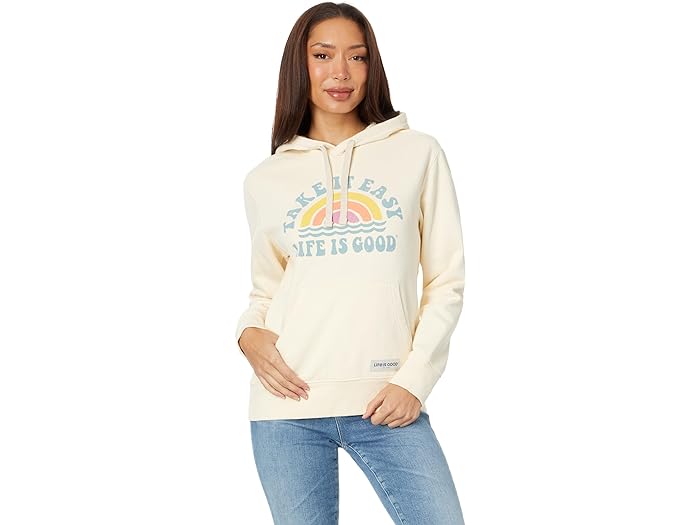 () CtCYObh fB[X eCN Cbg C[W[ C{[ EF[u Vv[ gD[ t[X u[fB Life is Good women Life is Good Take It Easy Rainbow Waves Simply True Fleece Hoodie Putty White