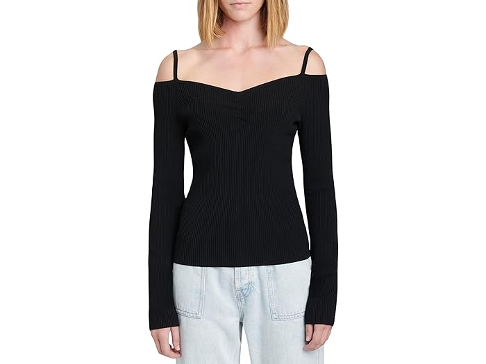 (取寄) セブンフォーオールマンカインド レディース オフ ショルダー ロング スリーブ トップ 7 For All Mankind women 7 For All Mankind Off Shoulder Long Sleeve Top Black