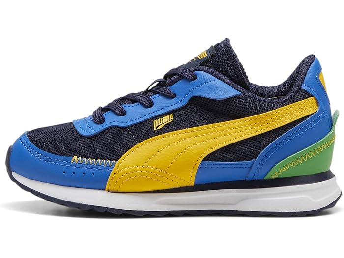 (取寄) プーマ キッズ キッズ プーマ キッズ ロード ライダー レザー スニーカー (リトル キッド) PUMA Kids kids PUMA Kids Puma Kids Road Rider Leather Sneakers (Little Kid) PUMA Navy/Yellow Sizzle 3