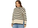 () GIbg [ fB[X Rbg JV~A XgCvh bN lbN Z[^[ EBY Ch u g Elliott Lauren women Elliott Lauren Cotton Cashmere Striped Mock Neck Sweater with Wide Rib Trim Oatmeal