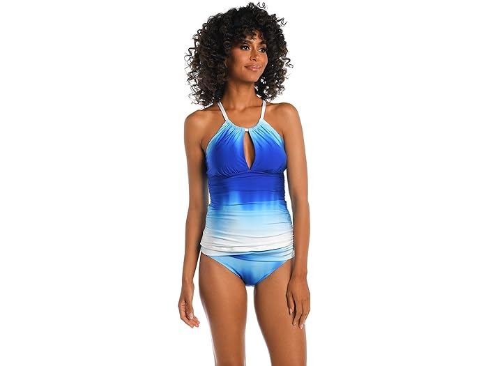 (取寄) ラ ブランカ レディース オーシャン オアシス ハイ ネック キーホール タンキニ La Blanca women La Blanca Ocean Oasis High Neck Keyhole Tankini Sapphire