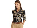 () [ t[ fB[X t[ l Vc LAUREN Ralph Lauren women LAUREN Ralph Lauren Floral Linen Shirt Black/Tan