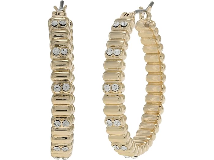 (取寄) ローレン ラルフローレン レディース パヴェ フープ イヤリングス LAUREN Ralph Lauren women LAUREN Ralph Lauren Pave Hoop Earrings Gold/Crystal 1